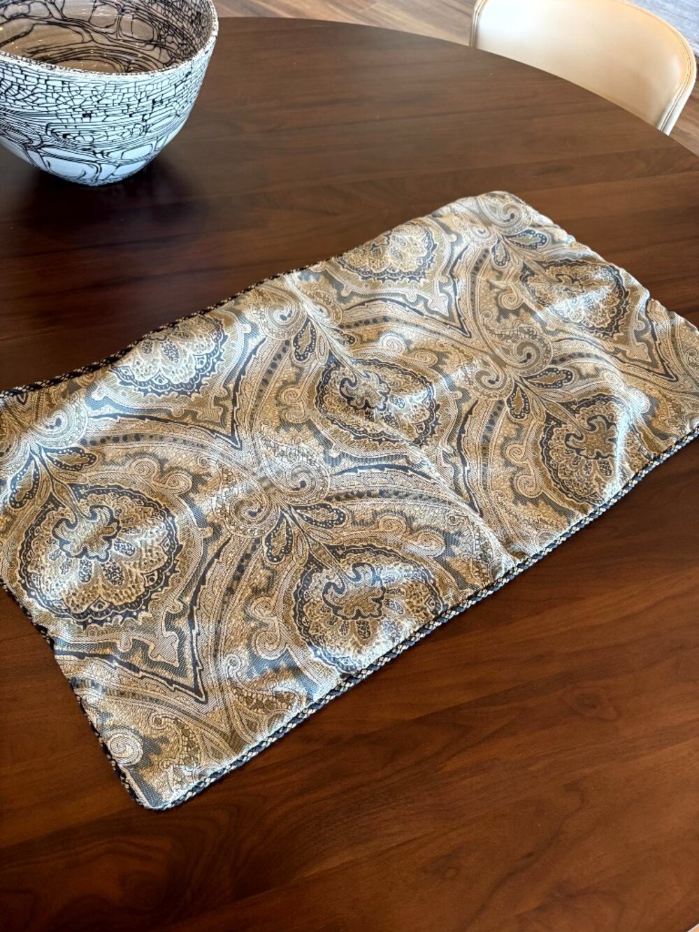 Croscill Blue & Green Jacquard King Pillow Shams w/ Blue & Gold Corded Trim - Picture 9 of 10